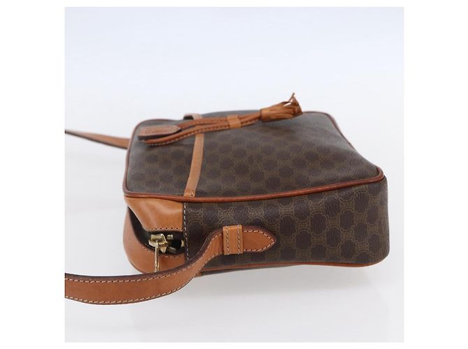 Céline Borsa a Spalla in Tela Macadam CELINE in Pelle PVC Marrone Oro Auth 151051 D'oro - vista 3