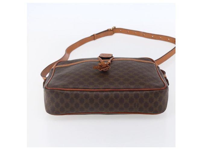 Céline Borsa a Spalla in Tela Macadam CELINE in Pelle PVC Marrone Oro Auth 151051 D'oro - vista 5