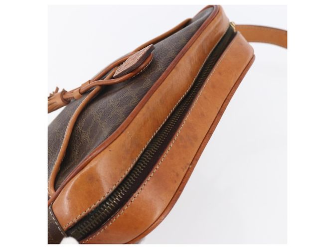 Céline Borsa a Spalla in Tela Macadam CELINE in Pelle PVC Marrone Oro Auth 151051 D'oro - vista 6