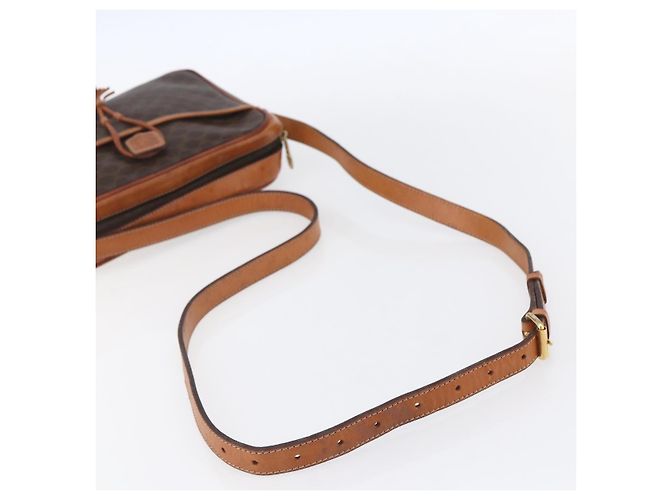 Céline Borsa a Spalla in Tela Macadam CELINE in Pelle PVC Marrone Oro Auth 151051 D'oro - vista 7