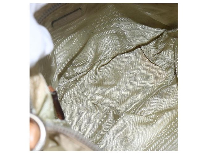 Borsa a Spalla PRADA Nylon Beige Argento Autentica 151025 - vista 11