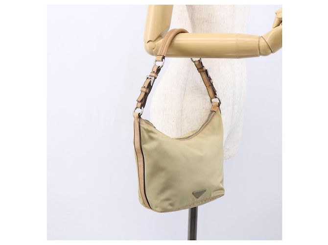 Borsa a Spalla PRADA Nylon Beige Argento Autentica 151025 - vista 24