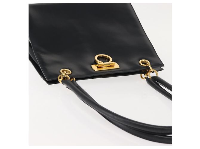 Borsa a Spalla Gancini in Pelle Salvatore Ferragamo Blu Navy Oro Auth 148175 D'oro - vista 6