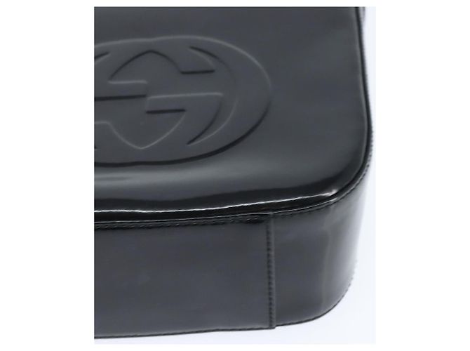 Borsa a Mano GUCCI Soho Smalto Nero Argento Auth 150731 - vista 14