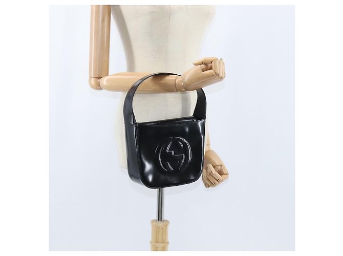 Borsa a Mano GUCCI Soho Smalto Nero Argento Auth 150731 - vista 20