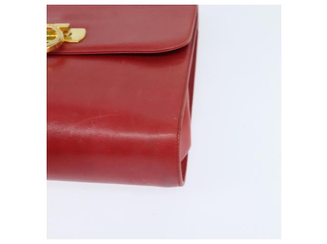 Borsa a Spalla Gancini in Pelle Rossa e Oro Salvatore Ferragamo Auth hk3177 Rosso D'oro - vista 14