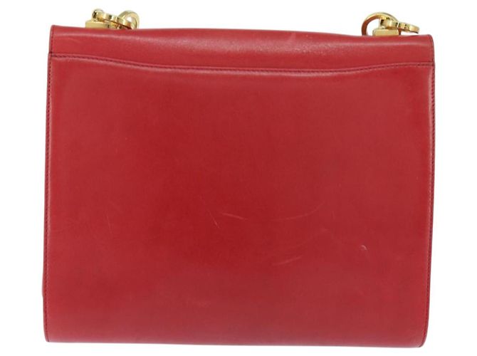 Borsa a Spalla Gancini in Pelle Rossa e Oro Salvatore Ferragamo Auth hk3177 Rosso D'oro - vista 2