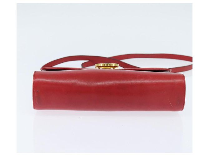 Borsa a Spalla Gancini in Pelle Rossa e Oro Salvatore Ferragamo Auth hk3177 Rosso D'oro - vista 5