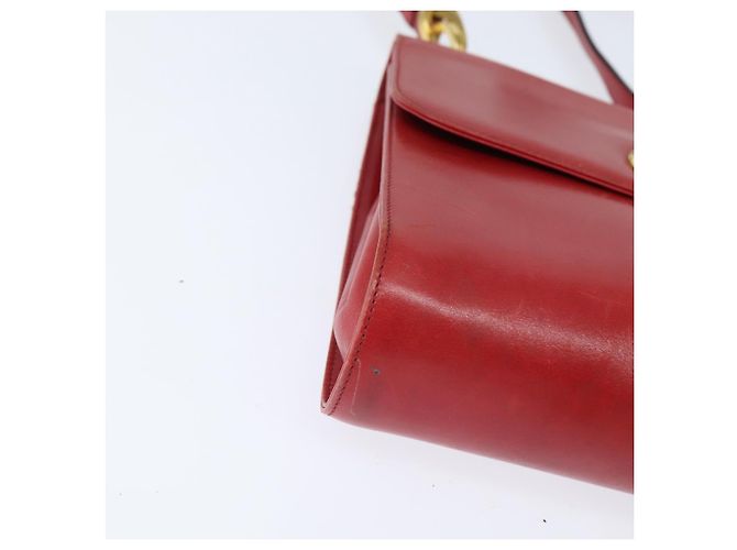 Borsa a Spalla Gancini in Pelle Rossa e Oro Salvatore Ferragamo Auth hk3177 Rosso D'oro - vista 9