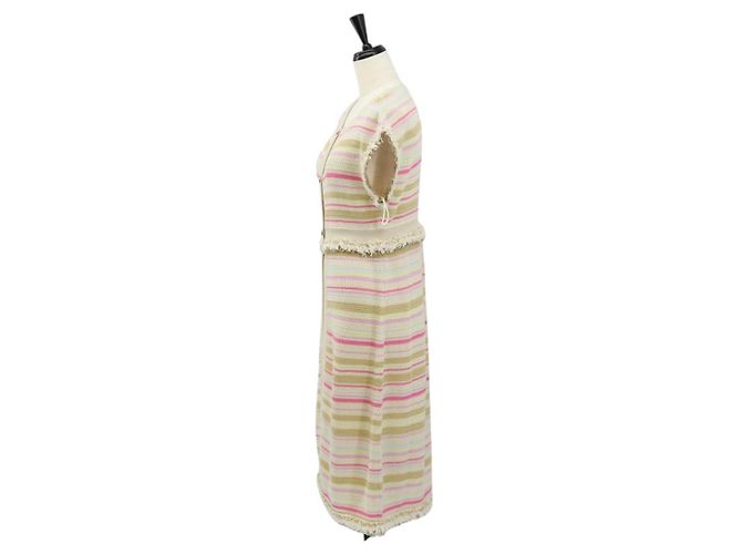 CHANEL Camicia Lunga in Lana Beige CC Auth 136572M - vista 3