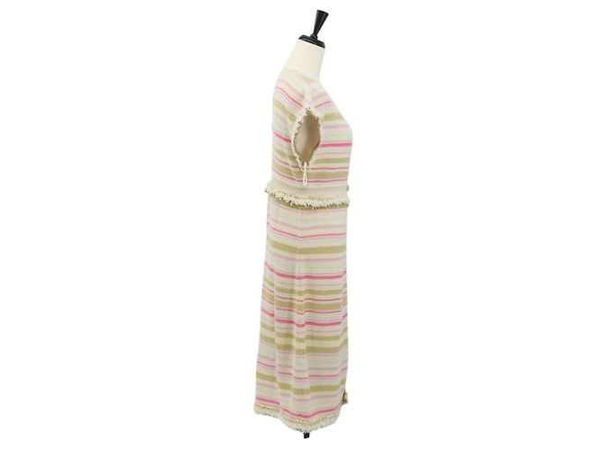 CHANEL Camicia Lunga in Lana Beige CC Auth 136572M - vista 4