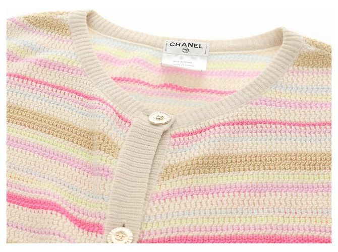 CHANEL Camicia Lunga in Lana Beige CC Auth 136572M - vista 5
