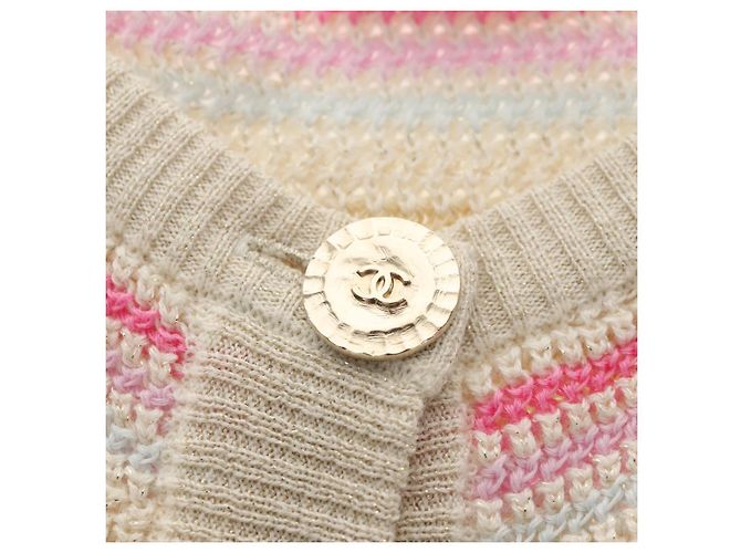 CHANEL Camicia Lunga in Lana Beige CC Auth 136572M - vista 7