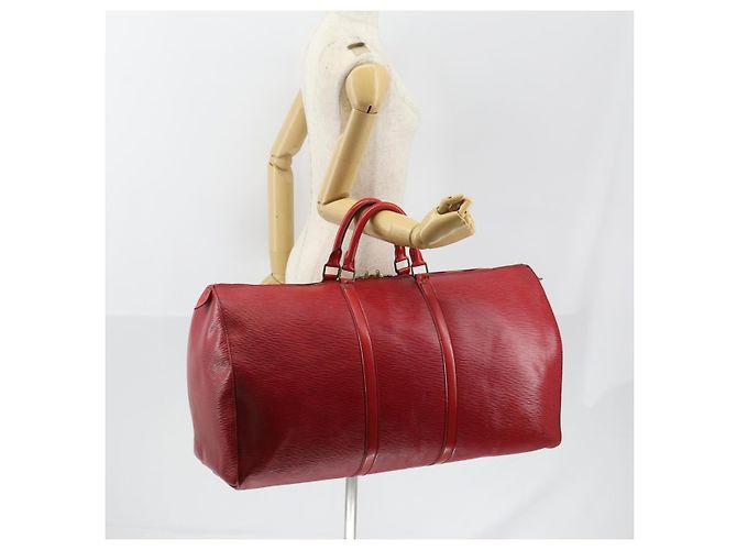 LOUIS VUITTON Epi Keepall 60 Borsa Boston Rossa M42947 LV Auth 148138 Rosso - vista 22