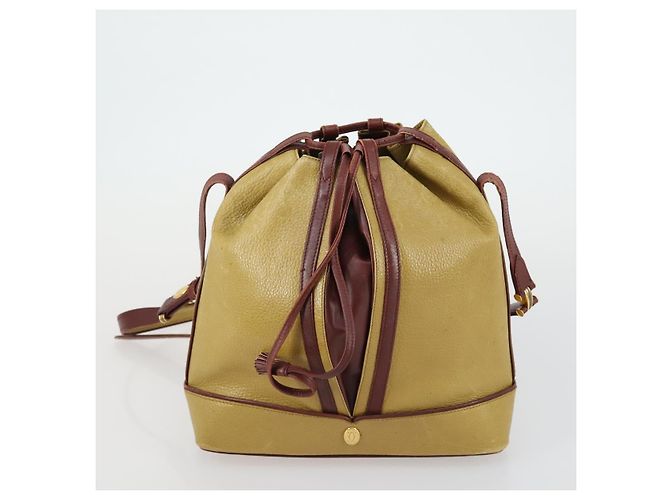 Borsa a Spalla Cartier Saint Laurent in Pelle 2 Set Beige Marrone Auth BA9213 - vista 10