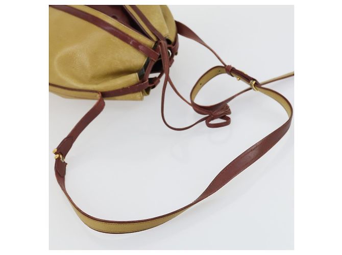 Borsa a Spalla Cartier Saint Laurent in Pelle 2 Set Beige Marrone Auth BA9213 - vista 13