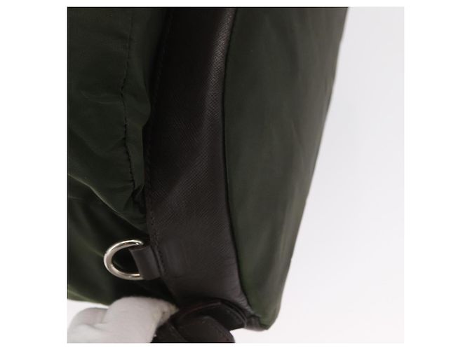 PRADA Backpack Nylon Khaki Silver Auth kk592 Silvery - view 14