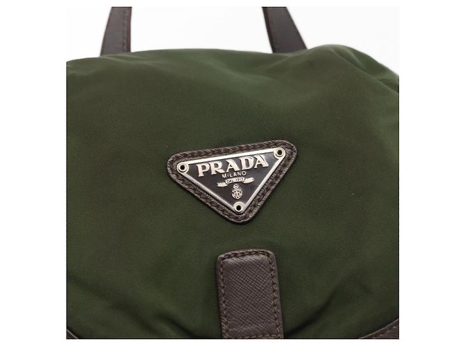 PRADA Backpack Nylon Khaki Silver Auth kk592 Silvery - view 18