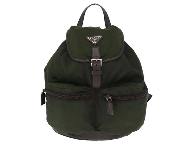 PRADA Backpack Nylon Khaki Silver Auth kk592 Silvery - view 2