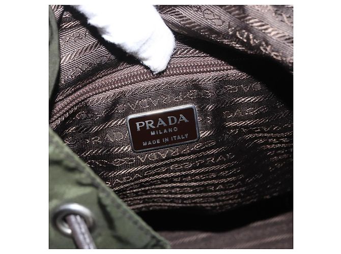 PRADA Backpack Nylon Khaki Silver Auth kk592 Silvery - view 21