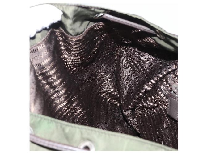 PRADA Backpack Nylon Khaki Silver Auth kk592 Silvery - view 24