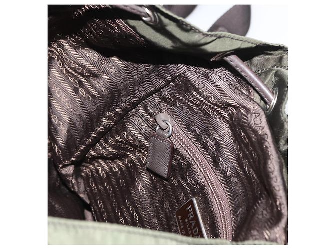 PRADA Backpack Nylon Khaki Silver Auth kk592 Silvery - view 25
