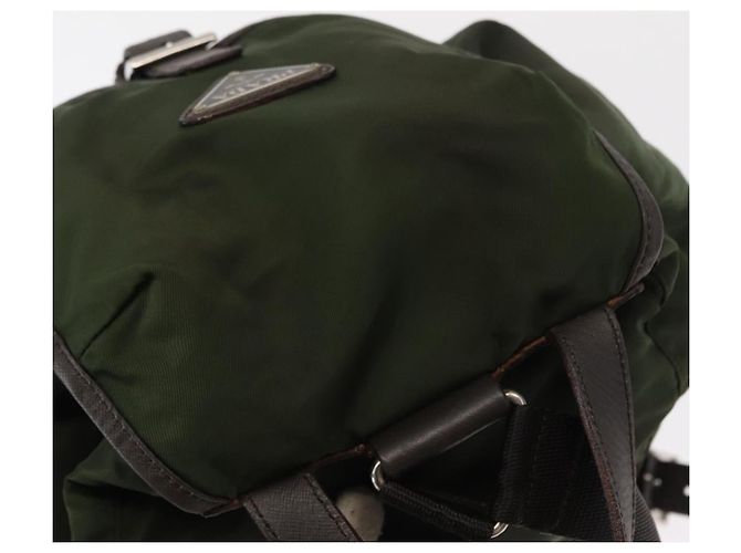 PRADA Backpack Nylon Khaki Silver Auth kk592 Silvery - view 6