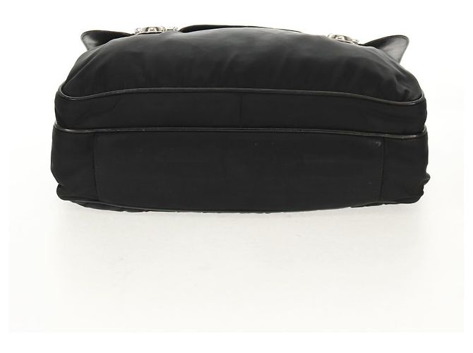 Borsa da lavoro PRADA in nylon e pelle nera argento autentica bs31717 Nero - vista 10