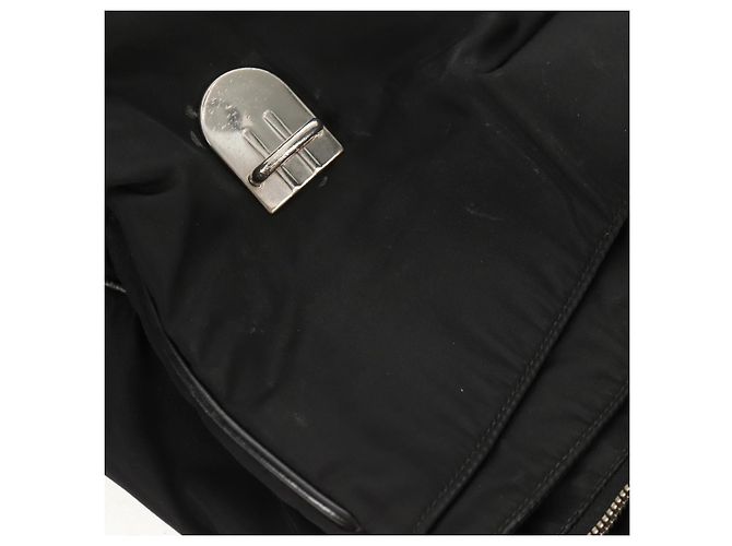 Borsa da lavoro PRADA in nylon e pelle nera argento autentica bs31717 Nero - vista 19