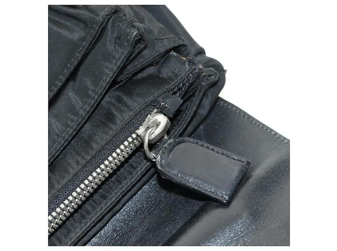 Borsa da lavoro PRADA in nylon e pelle nera argento autentica bs31717 Nero - vista 22