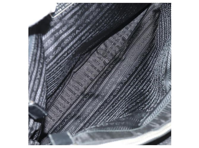 Borsa da lavoro PRADA in nylon e pelle nera argento autentica bs31717 Nero - vista 26