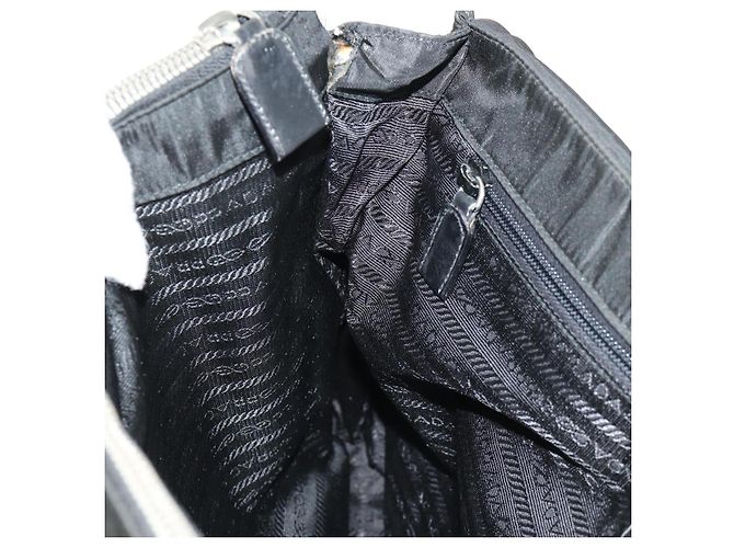 Borsa da lavoro PRADA in nylon e pelle nera argento autentica bs31717 Nero - vista 28
