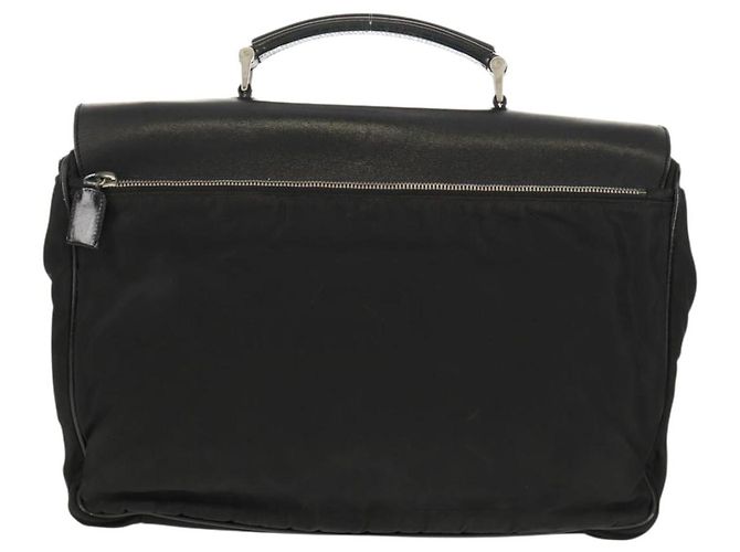 Borsa da lavoro PRADA in nylon e pelle nera argento autentica bs31717 Nero - vista 3