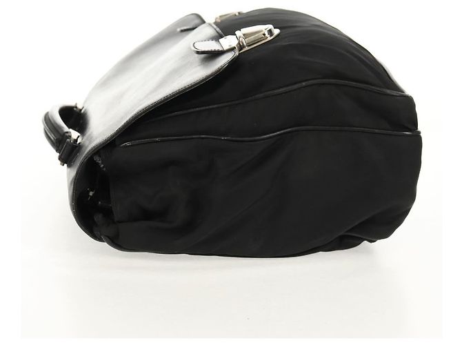 Borsa da lavoro PRADA in nylon e pelle nera argento autentica bs31717 Nero - vista 4