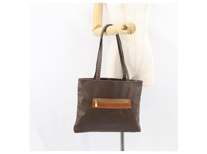 Céline Borsa tote in tela Macadam CELINE in pelle PVC marrone oro Auth ep12237 D'oro - vista 24