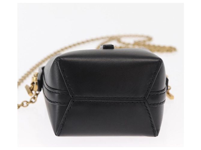 SAINT LAURENT Micro Borsa a Mano Pelle Nera Oro Auth 154229SM Nero D'oro - vista 11