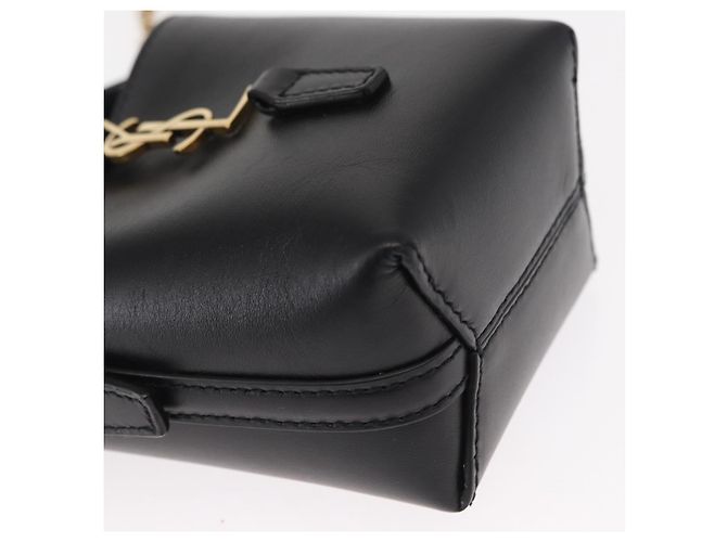 SAINT LAURENT Micro Borsa a Mano Pelle Nera Oro Auth 154229SM Nero D'oro - vista 12