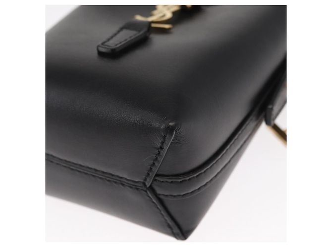 SAINT LAURENT Micro Borsa a Mano Pelle Nera Oro Auth 154229SM Nero D'oro - vista 13