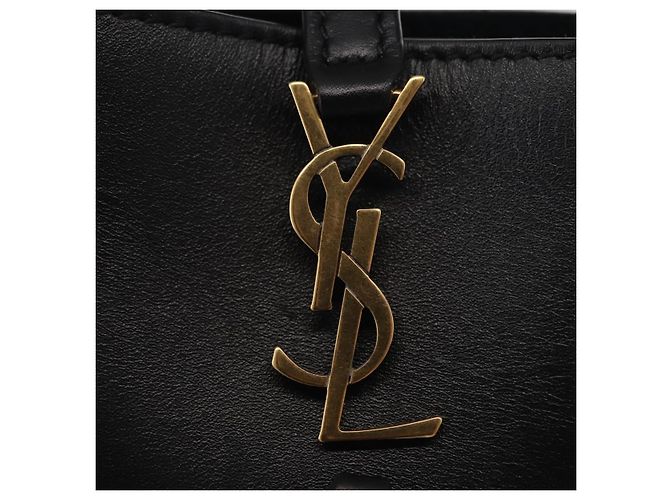 SAINT LAURENT Micro Borsa a Mano Pelle Nera Oro Auth 154229SM Nero D'oro - vista 16
