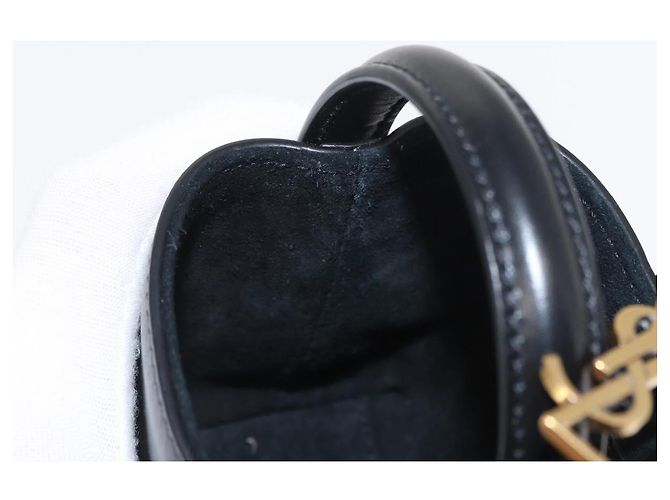 SAINT LAURENT Micro Borsa a Mano Pelle Nera Oro Auth 154229SM Nero D'oro - vista 19