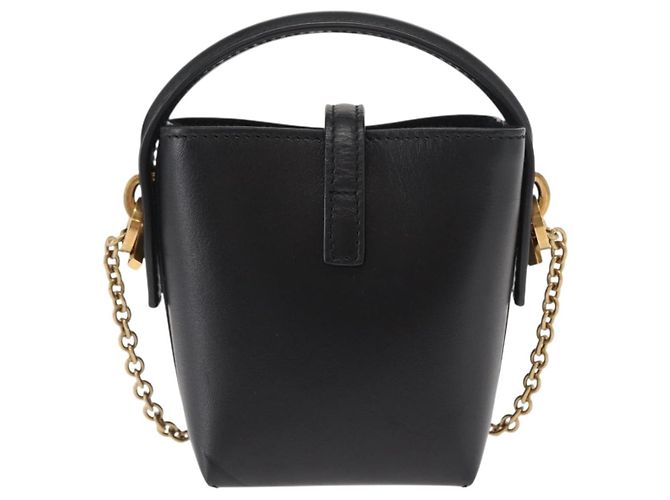 SAINT LAURENT Micro Borsa a Mano Pelle Nera Oro Auth 154229SM Nero D'oro - vista 3