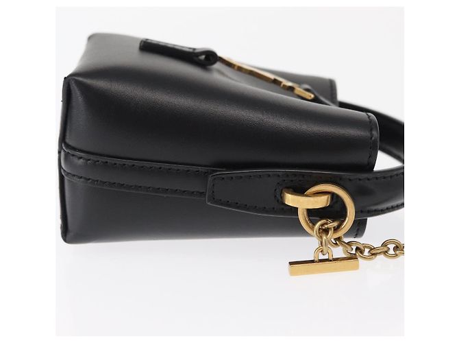 SAINT LAURENT Micro Borsa a Mano Pelle Nera Oro Auth 154229SM Nero D'oro - vista 4