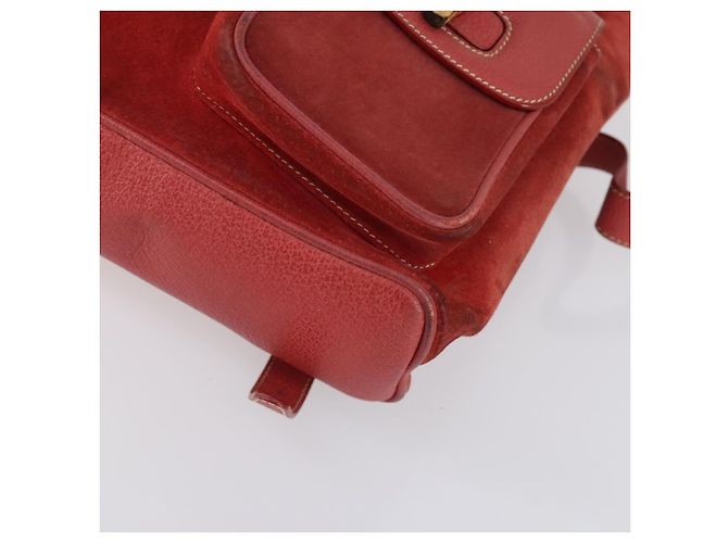 Mochila de Camurça Gucci Bamboo Vermelha Dourada 003 2058 0016 Auth th6525 Vermelho Dourado - vista 12