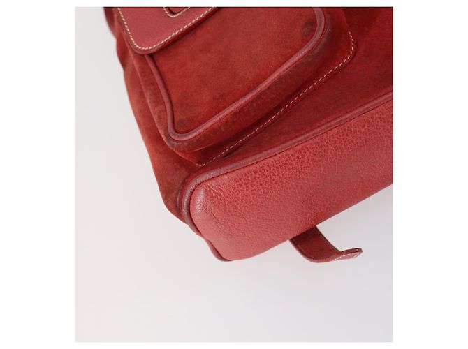 Mochila de Camurça Gucci Bamboo Vermelha Dourada 003 2058 0016 Auth th6525 Vermelho Dourado - vista 13