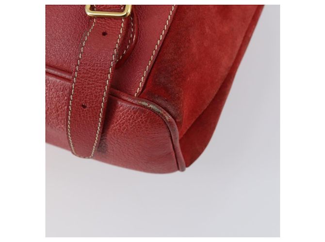 Mochila de Camurça Gucci Bamboo Vermelha Dourada 003 2058 0016 Auth th6525 Vermelho Dourado - vista 14