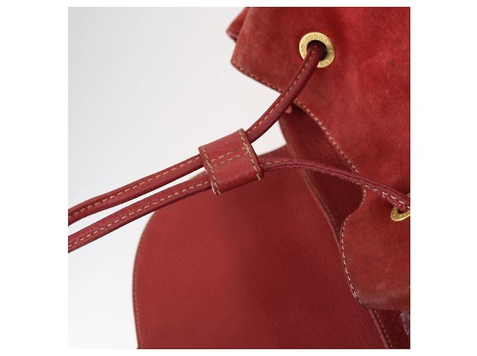 Mochila de Camurça Gucci Bamboo Vermelha Dourada 003 2058 0016 Auth th6525 Vermelho Dourado - vista 17