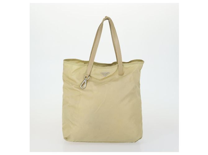 Borsa Tote PRADA Nylon 2 Set Kaki Beige Auth 151727 Cachi - vista 2