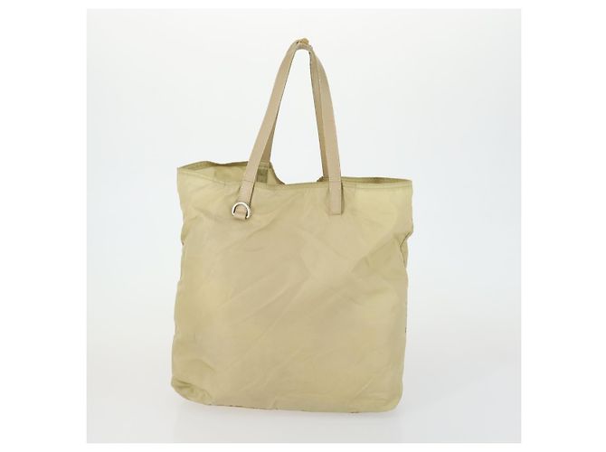 Borsa Tote PRADA Nylon 2 Set Kaki Beige Auth 151727 Cachi - vista 3