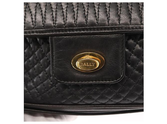 BALLY Borsa a Spalla a Catena Pelle Nera Oro Auth 156131 Nero D'oro - vista 14