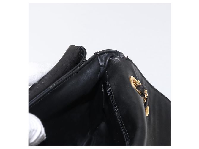 BALLY Borsa a Spalla a Catena Pelle Nera Oro Auth 156131 Nero D'oro - vista 19